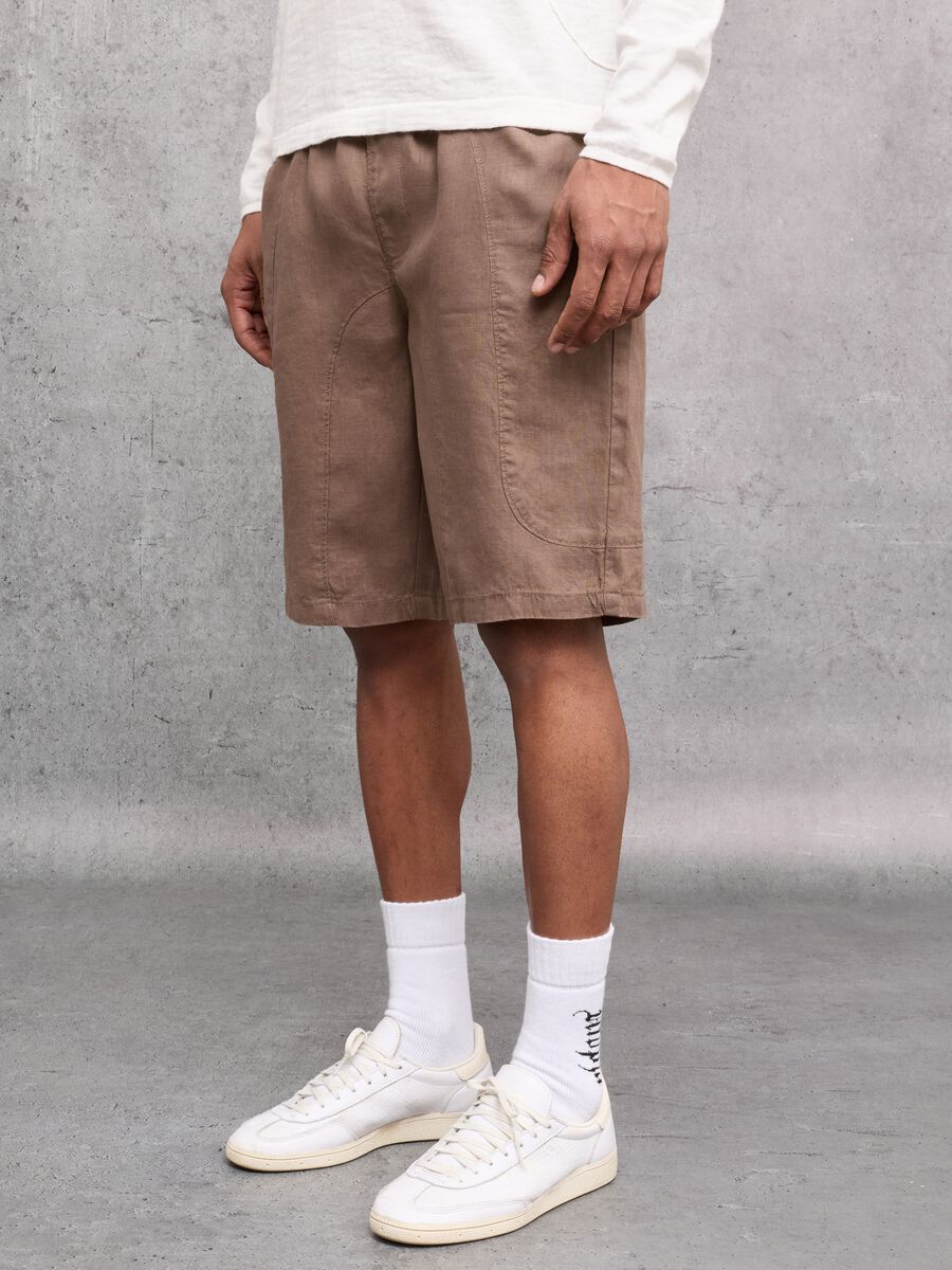 100% Linen Shorts in Mocha_2