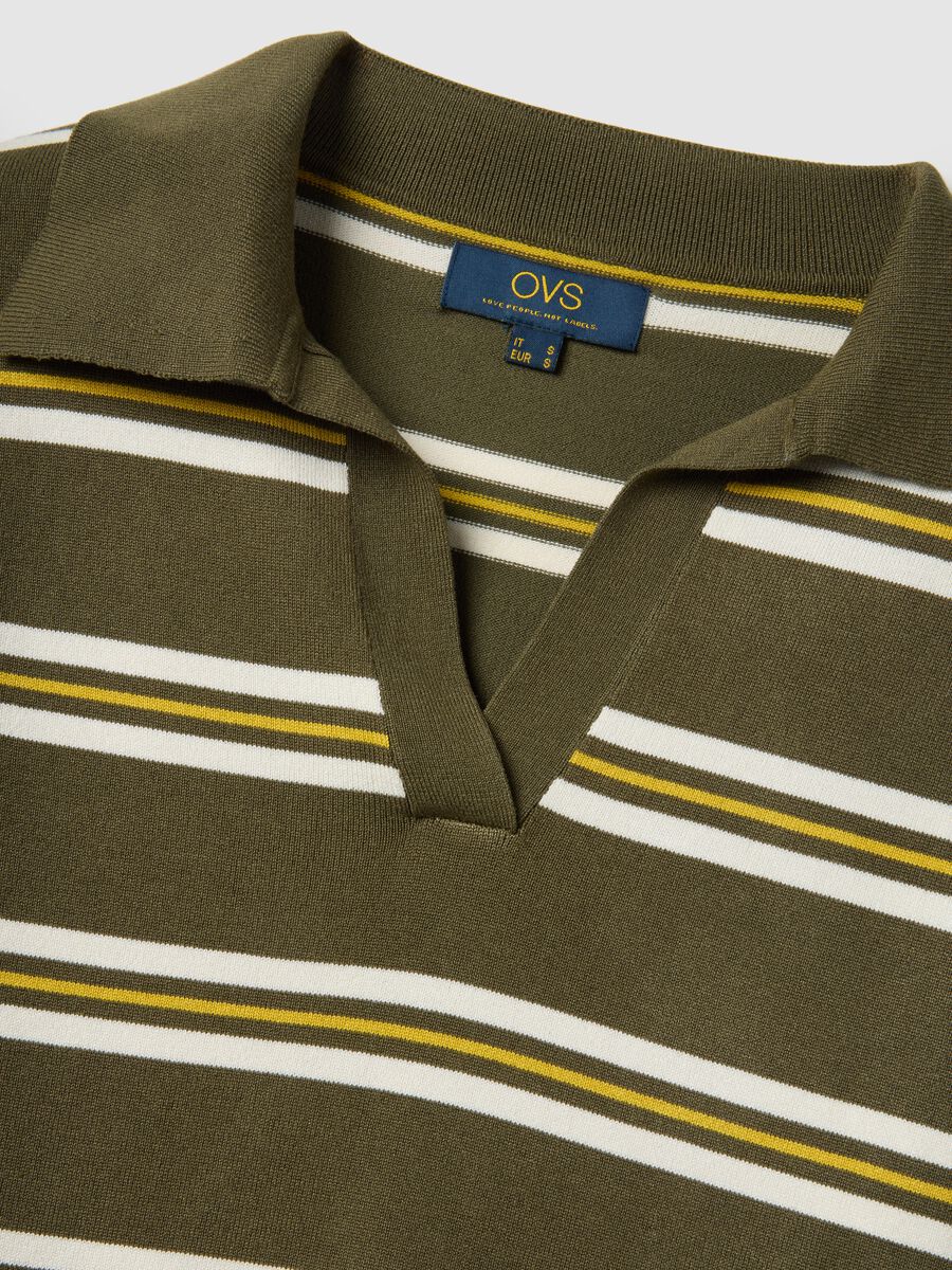 Multicolour striped regular fit jumper with polo collar_5
