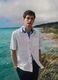 White regular-fit pure cotton shirt with stripes and chest pocket_0
