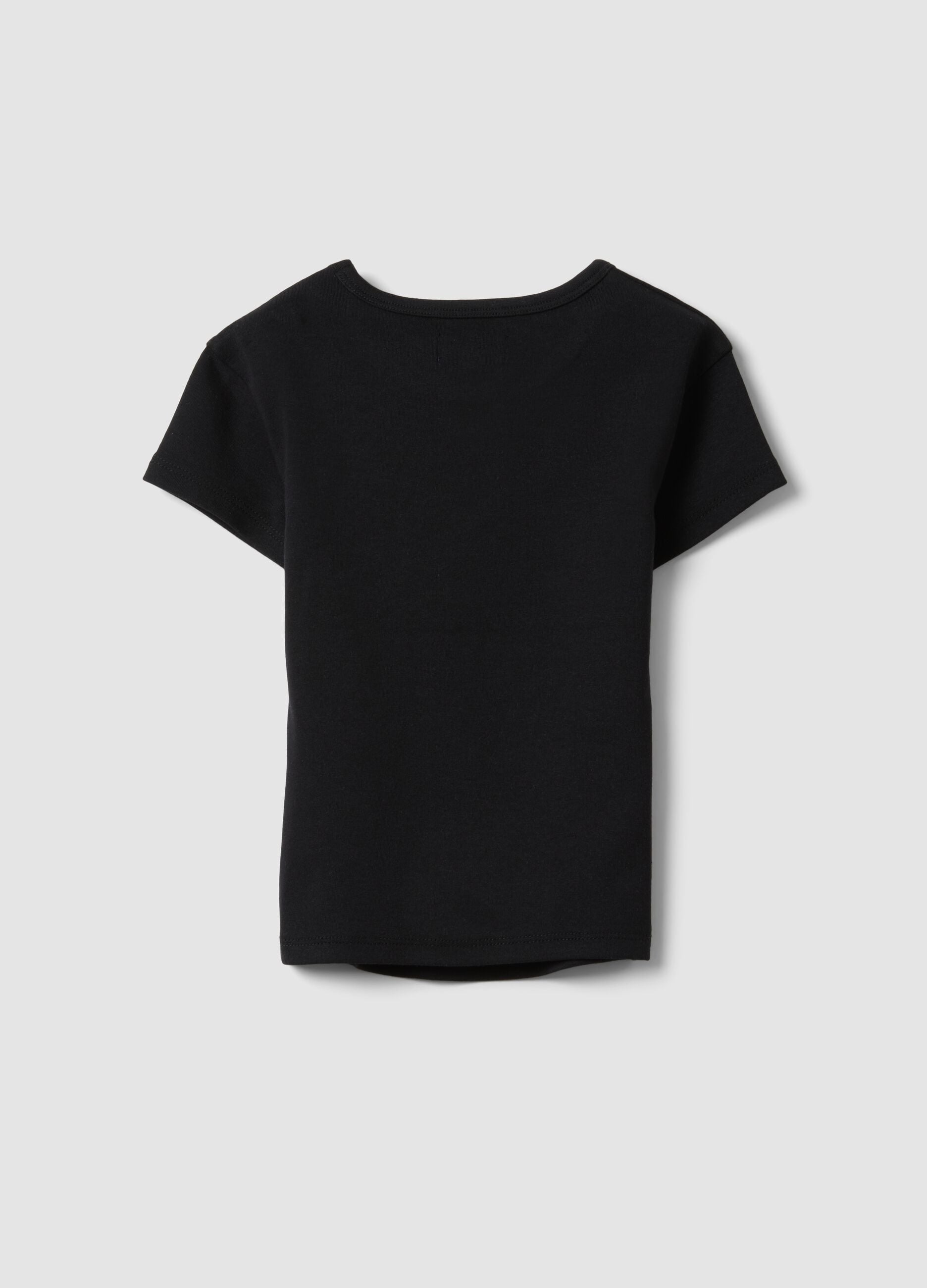 Girls&rsquo; black fitted stretch-cotton T-shirt