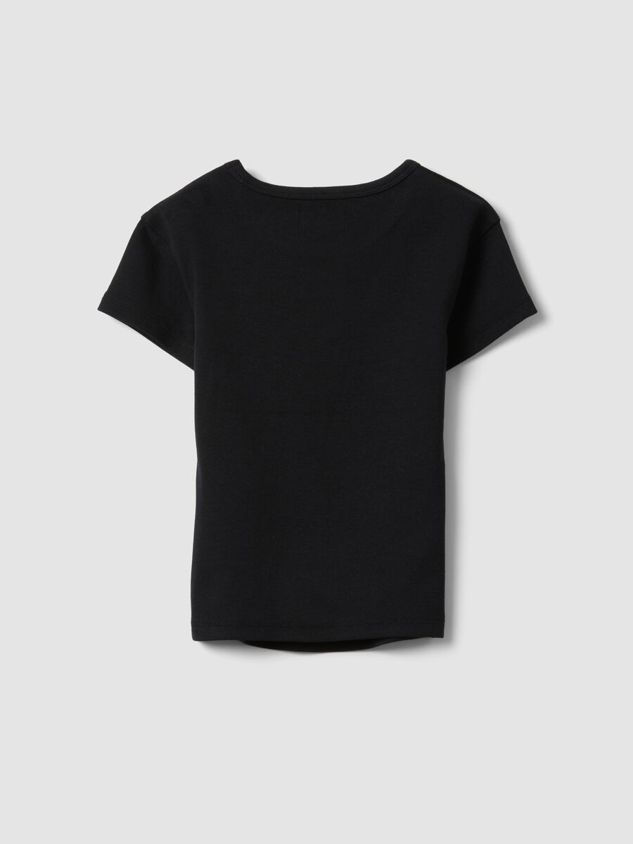 T-shirt fitted in cotone elasticizzato nera da ragazza_4