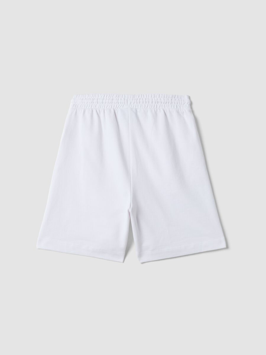 Shorts bianchi in puro cotone con vita elastica_4