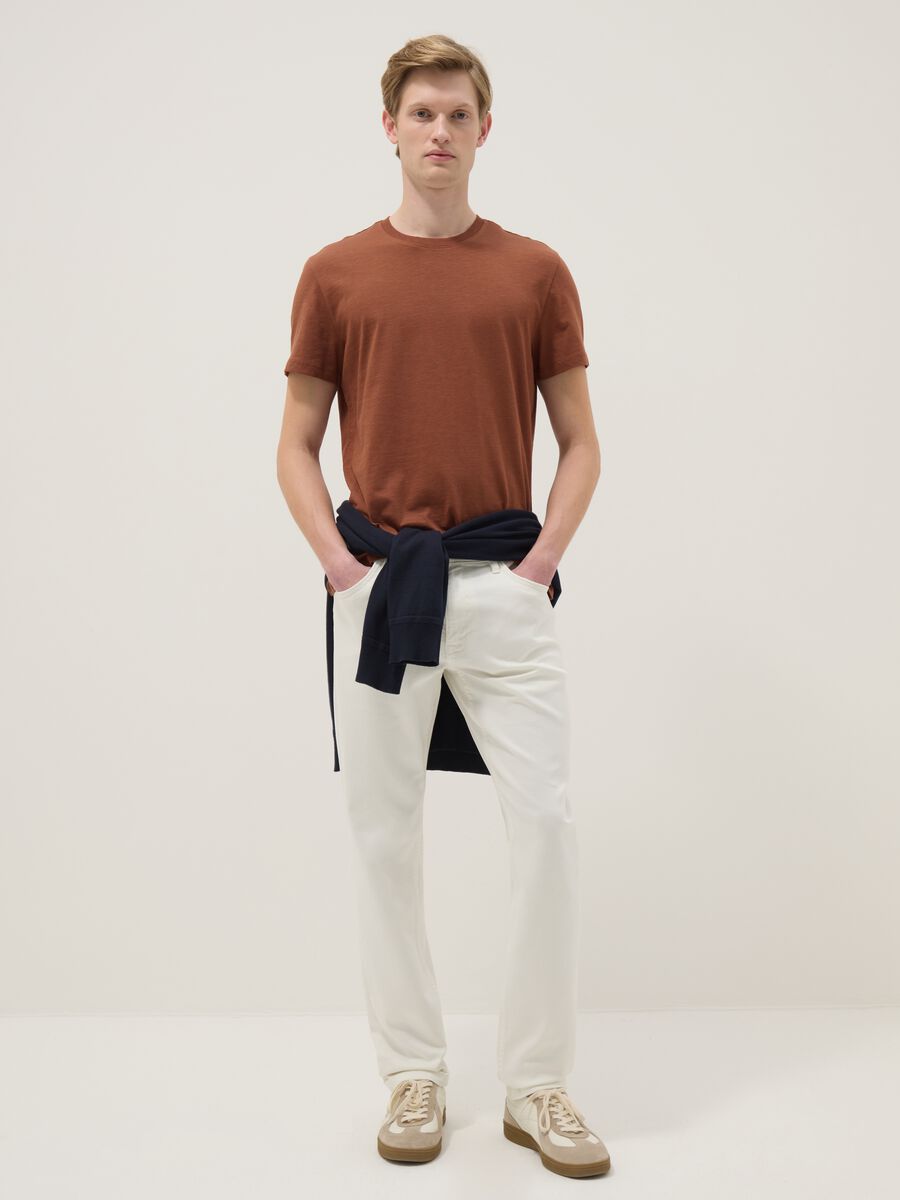 Brown short-sleeve pure cotton regular fit T-shirt_2
