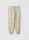 Jogger beige in misto cotone con fondo a polsino e coulisse_5