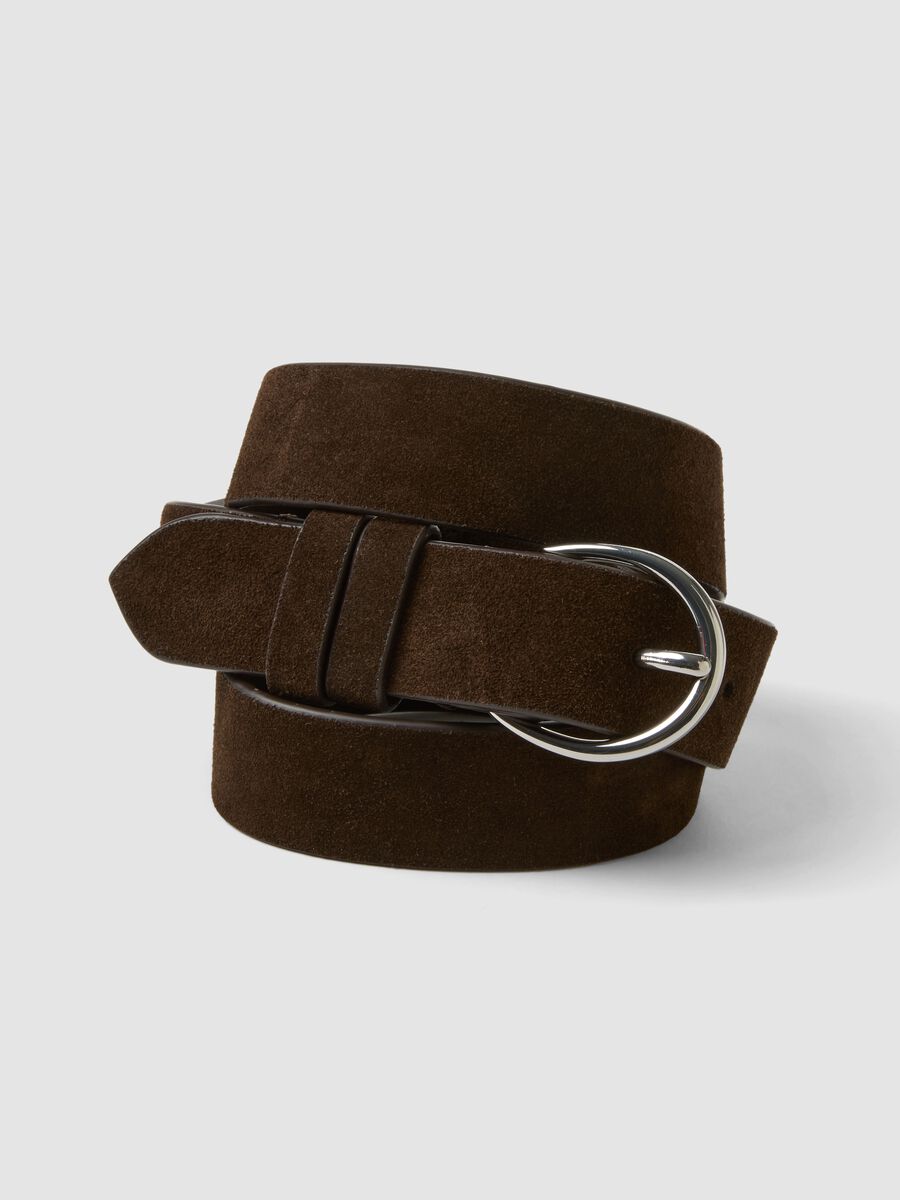 Cintura marrone in vera pelle con fibbia ovale_2