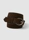 Genuine leather brown belt with oval buckle_2