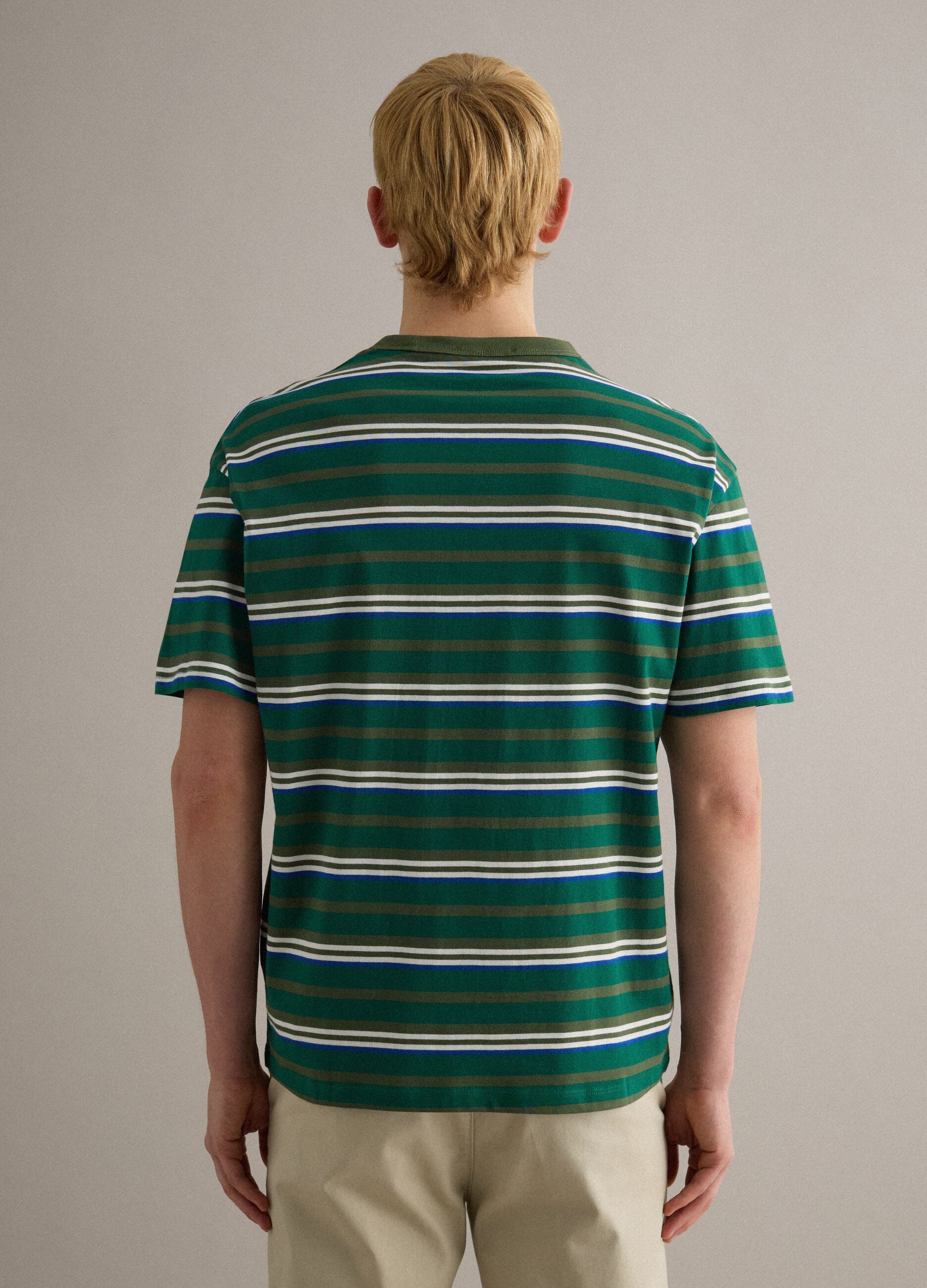 Pure Cotton Multicolour Striped T-shirt Regular Fit