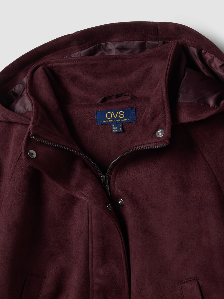 Purple hooded parka with zip and press-stud fastening_5