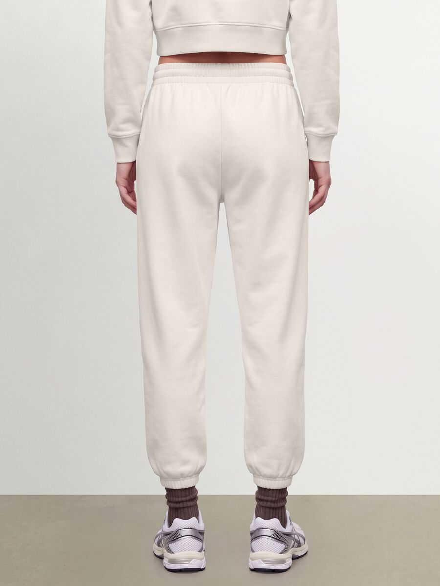 White cotton-blend joggers with elasticated waistband, regular fit_3