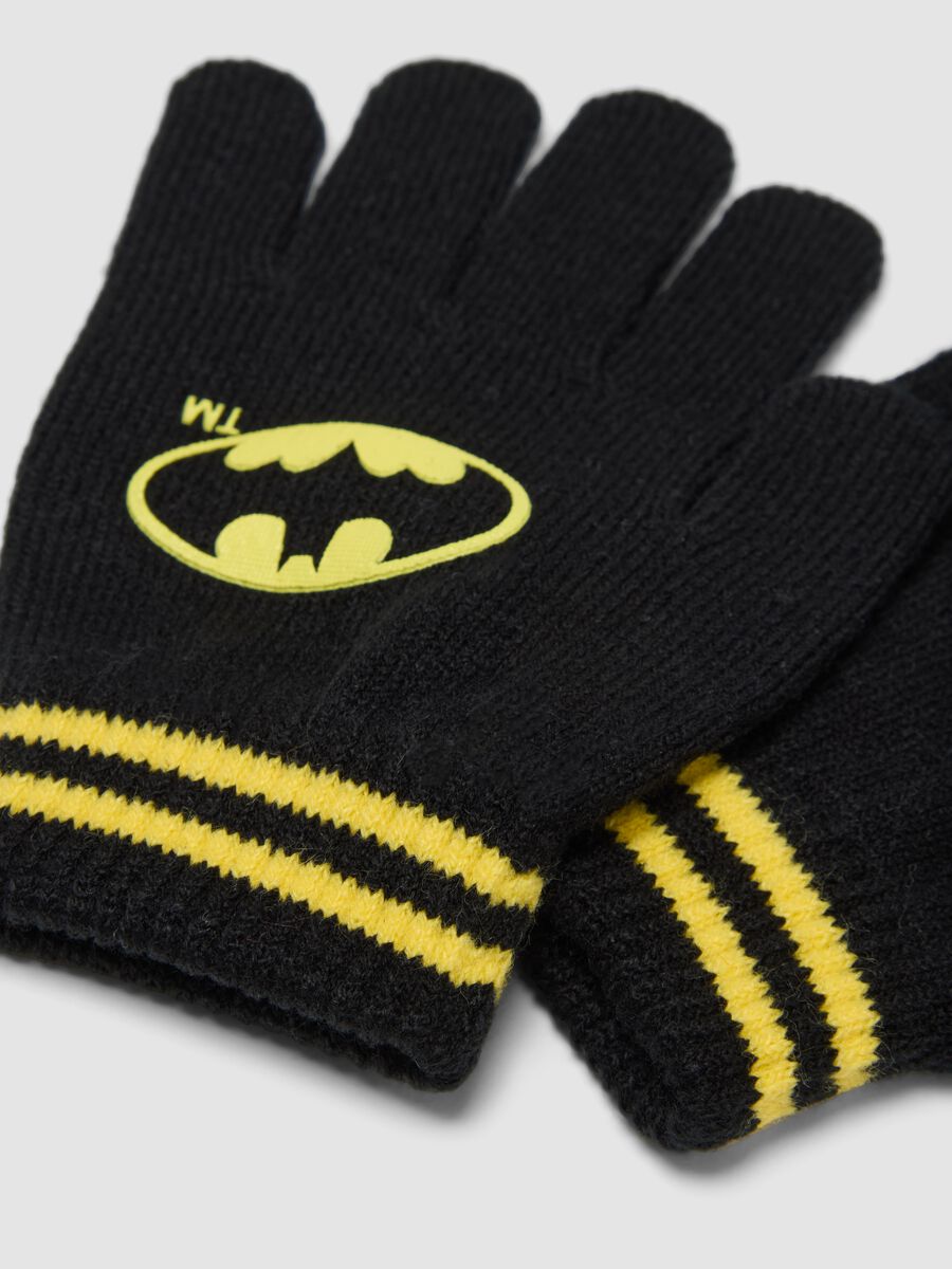 Black Batman print gloves for boys_2