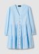Deep V Blue Cotton Dress Regular Fit_4