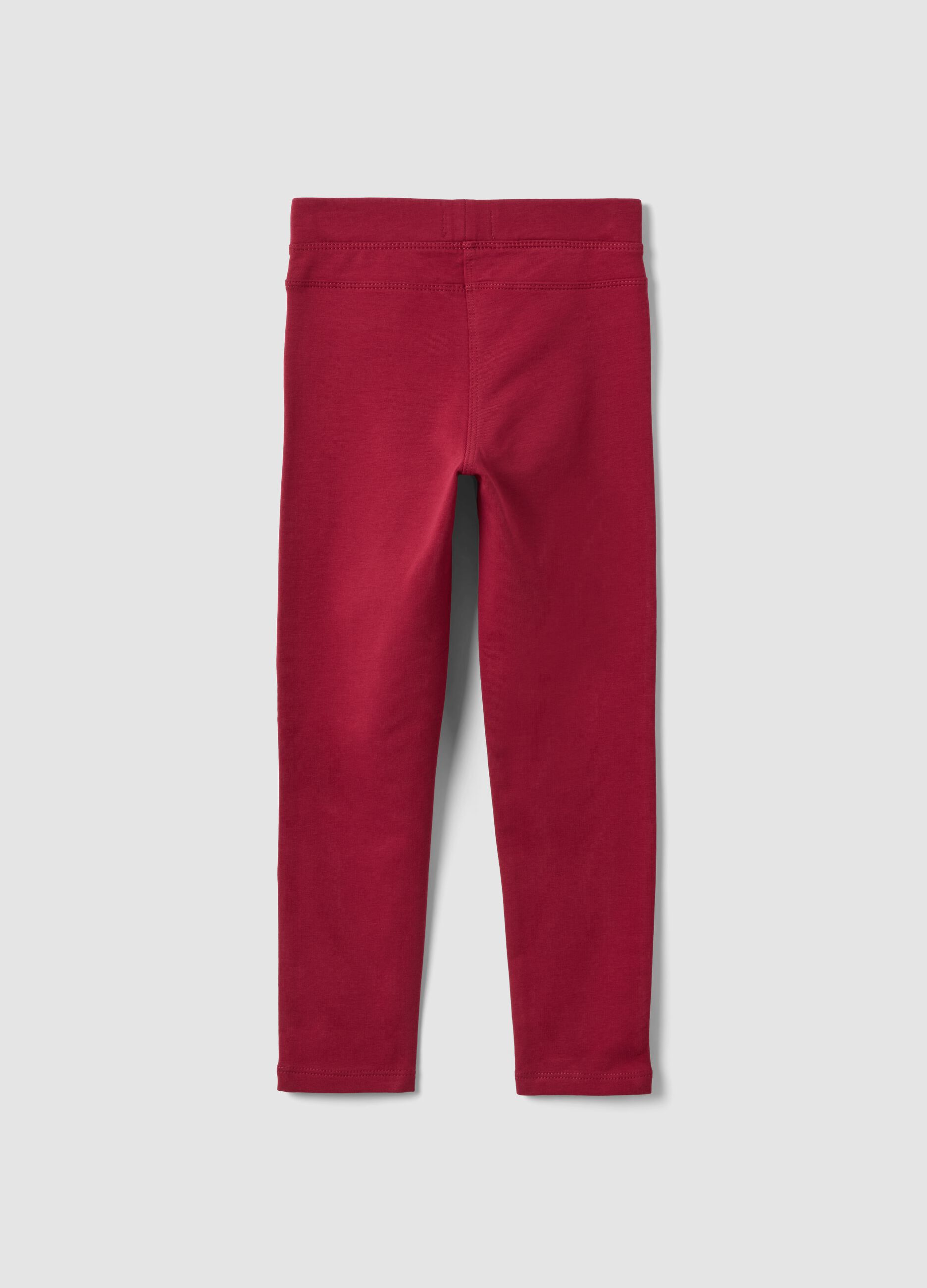 Red slim-fit organic stretch cotton treggings for girls