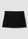 Black stretch viscose mini skirt with belt_0
