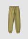 Green cotton-blend trousers with cuffed hems_0