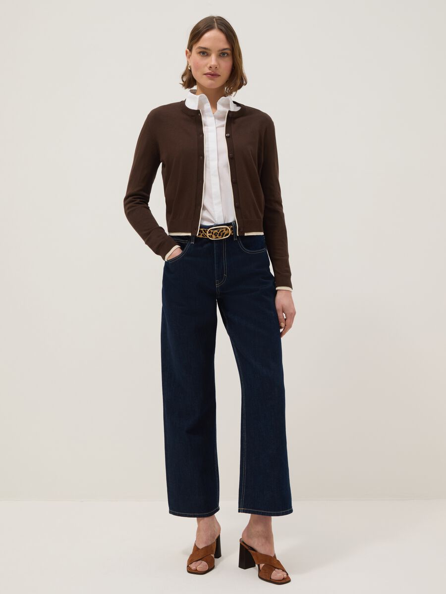Brown viscose blend cardigan regular fit_1