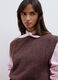 Brown crew-neck gilet in lyocell and wool blend_2
