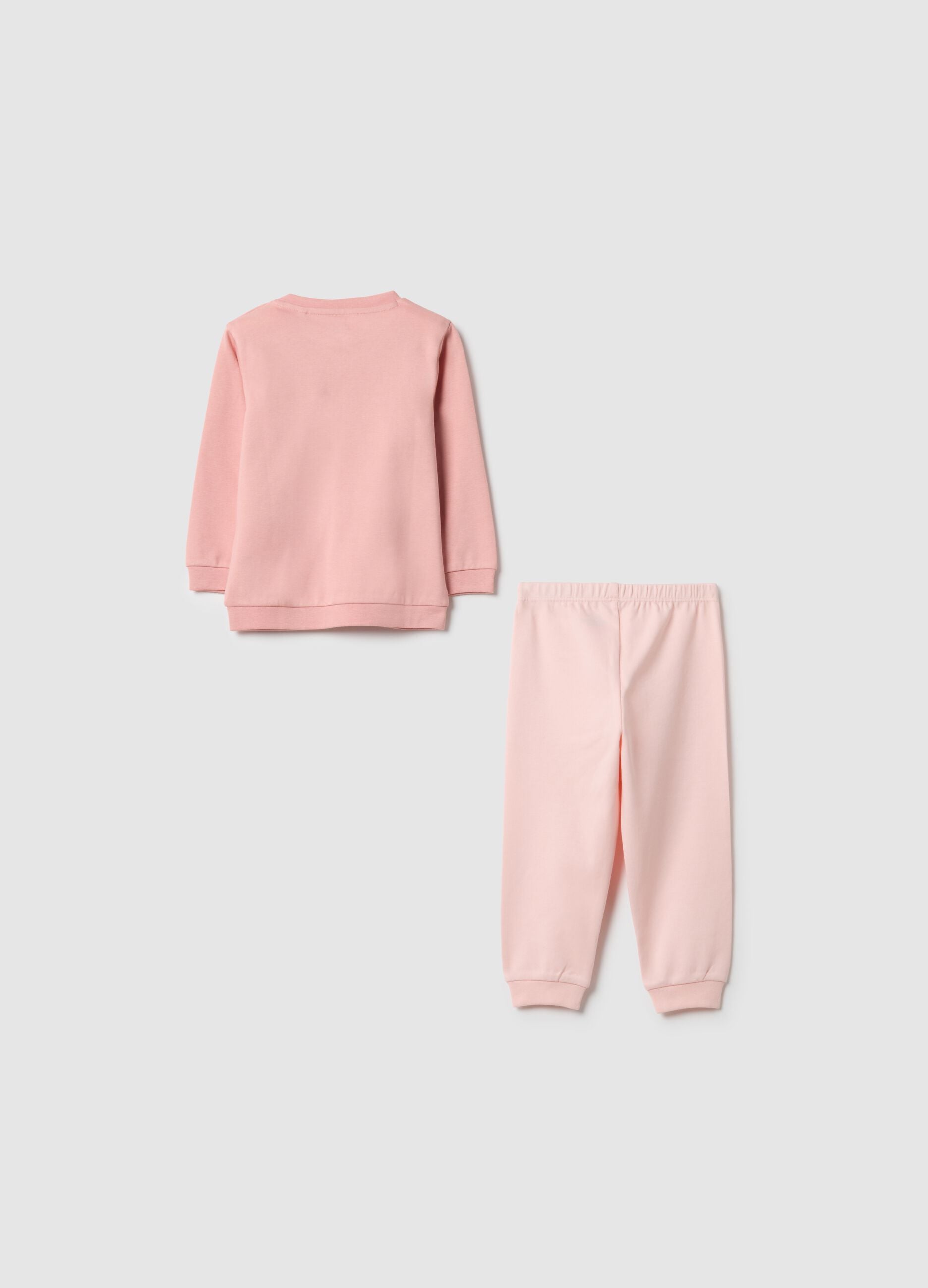 Baby girl's pink pure cotton pyjamas in regular fit with print