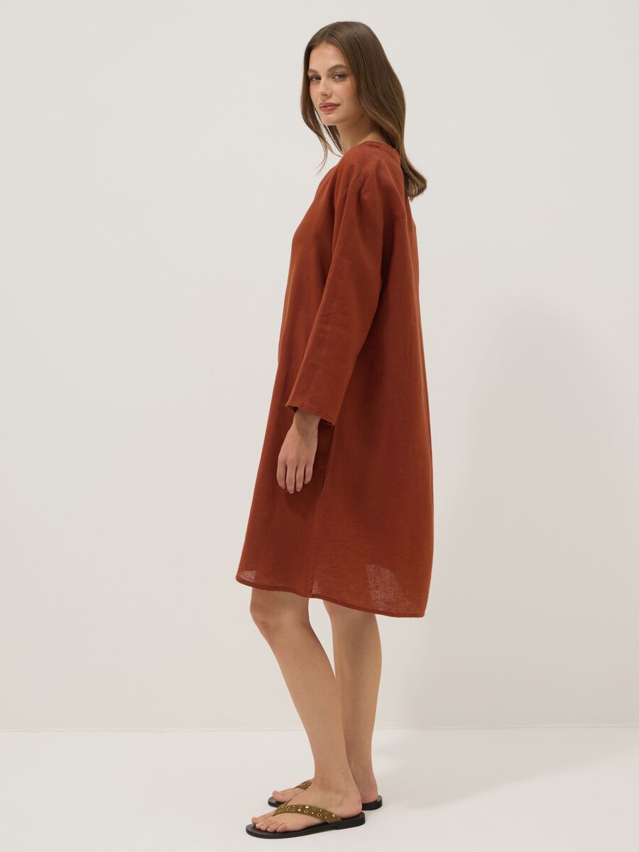 Brown pure linen kaftan_2