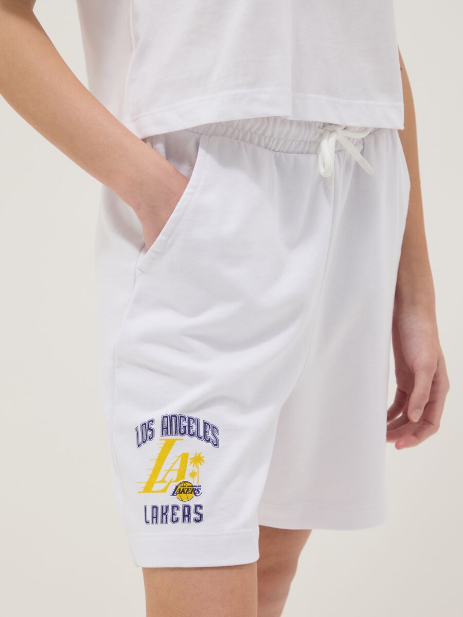 Shorts bianchi in puro cotone con vita elastica_2