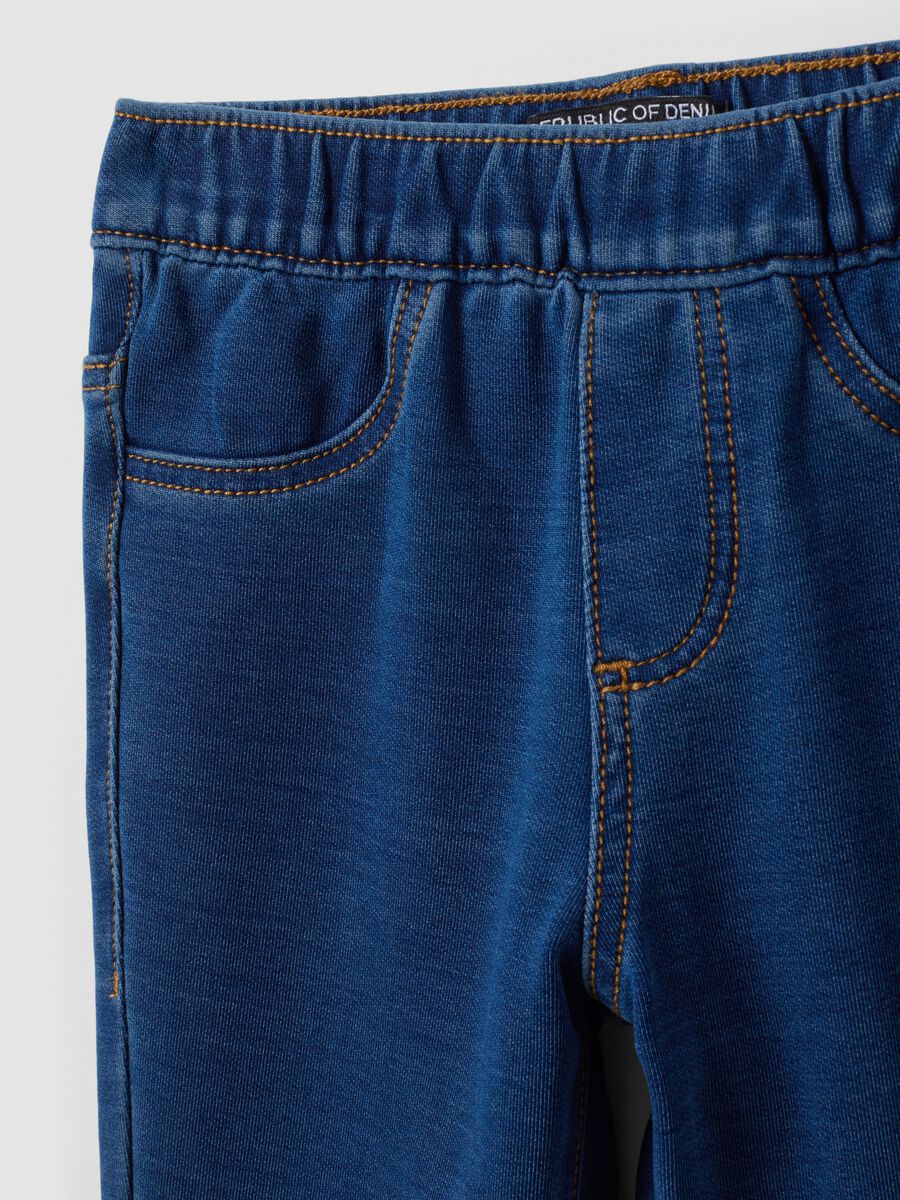 Blue flared stretch-cotton jeggings for girls_2