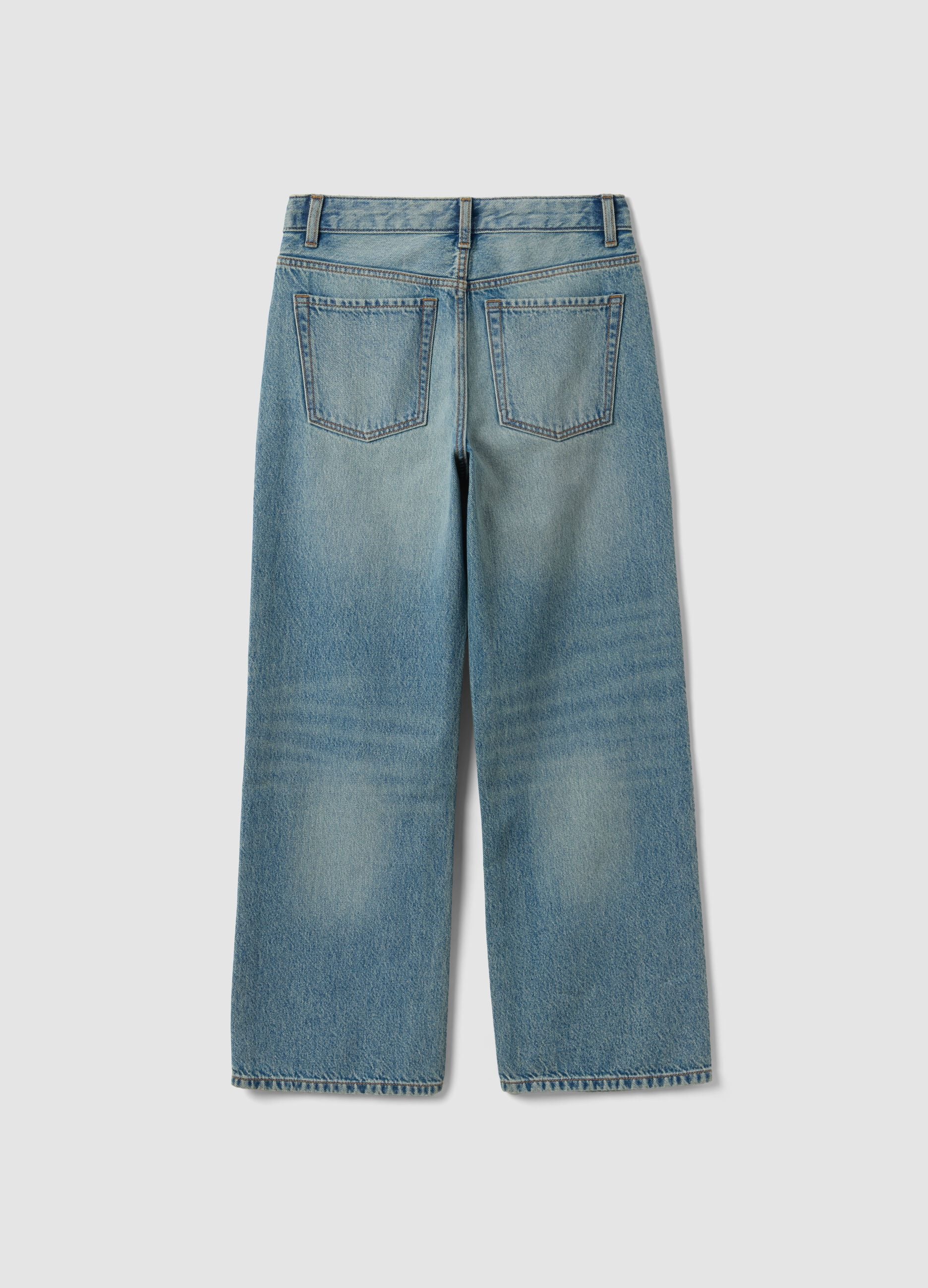 Light blue pure cotton straight-fit jeans