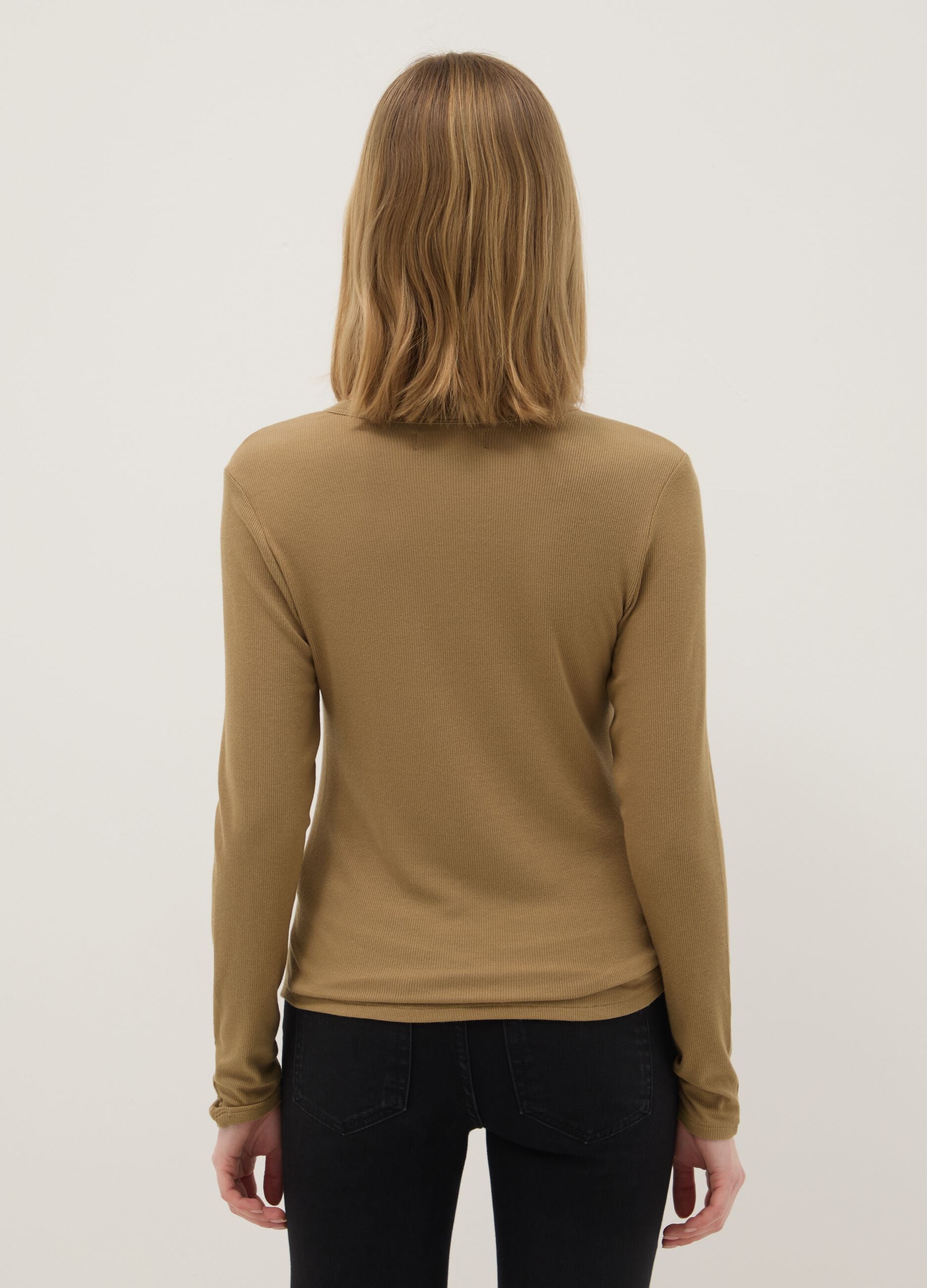 Beige Stretch Modal Regular Fit Top