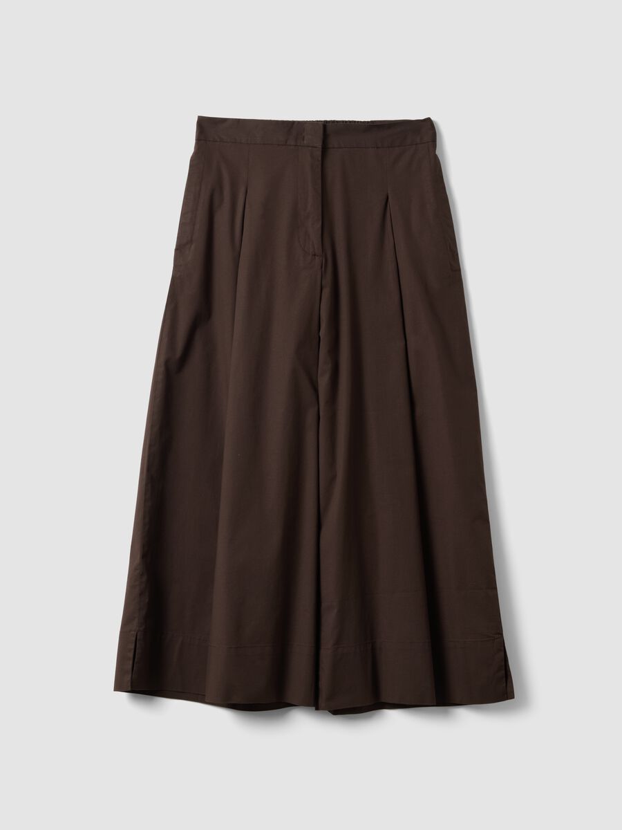 Brown stretch cotton culotte trousers_4
