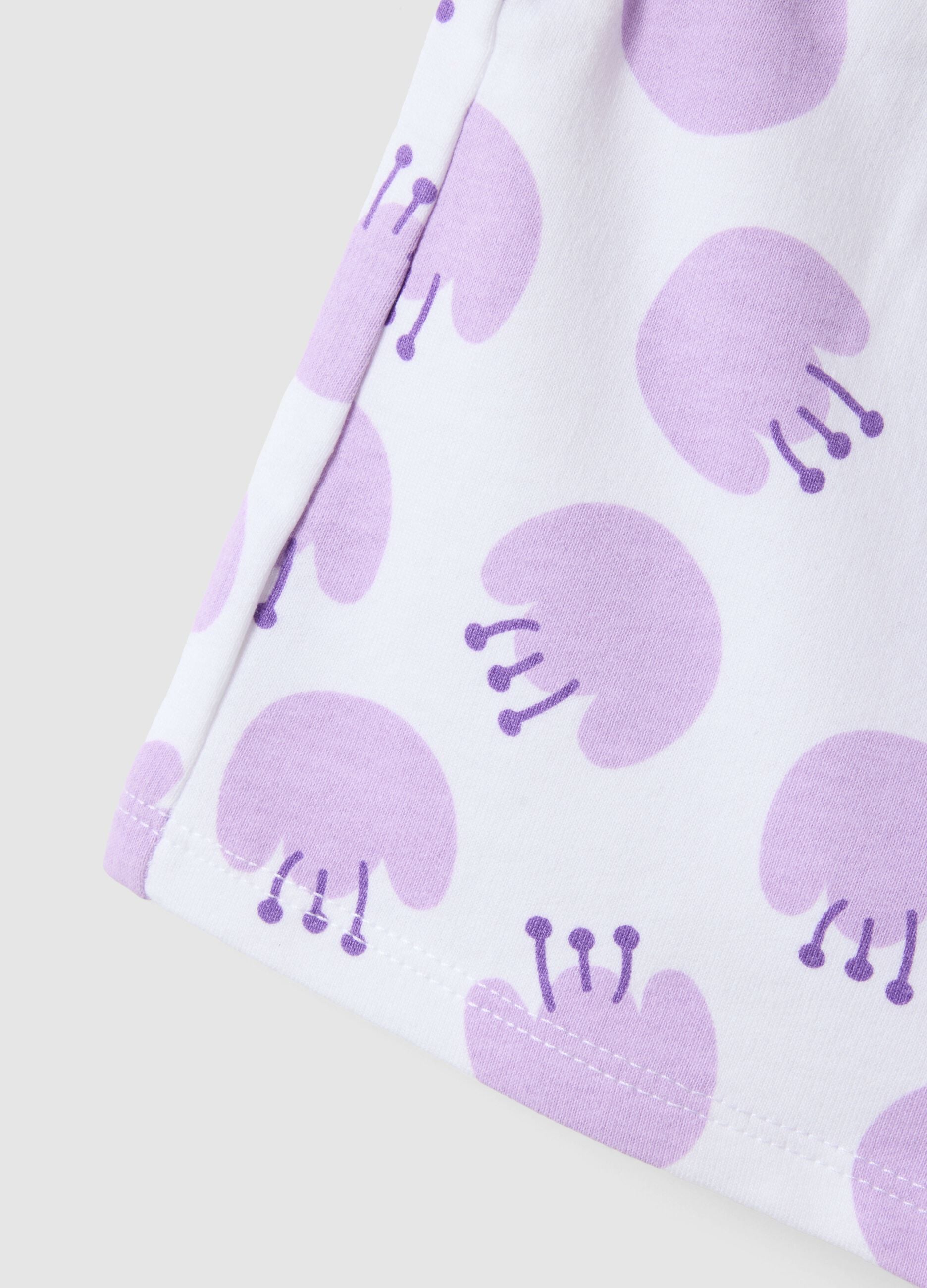 Short in puro cotone bianco da bimba regular fit con stampe