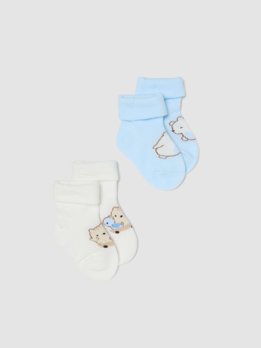 Multicoloured cotton mix baby socks with animal designs, pack of two_0