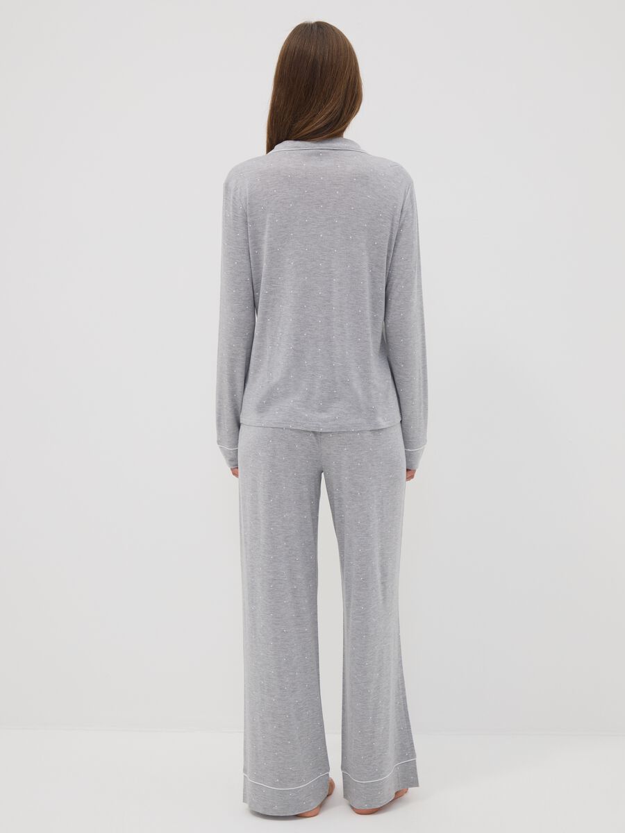 Grey pure viscose polka-dot V-neck pyjamas_3