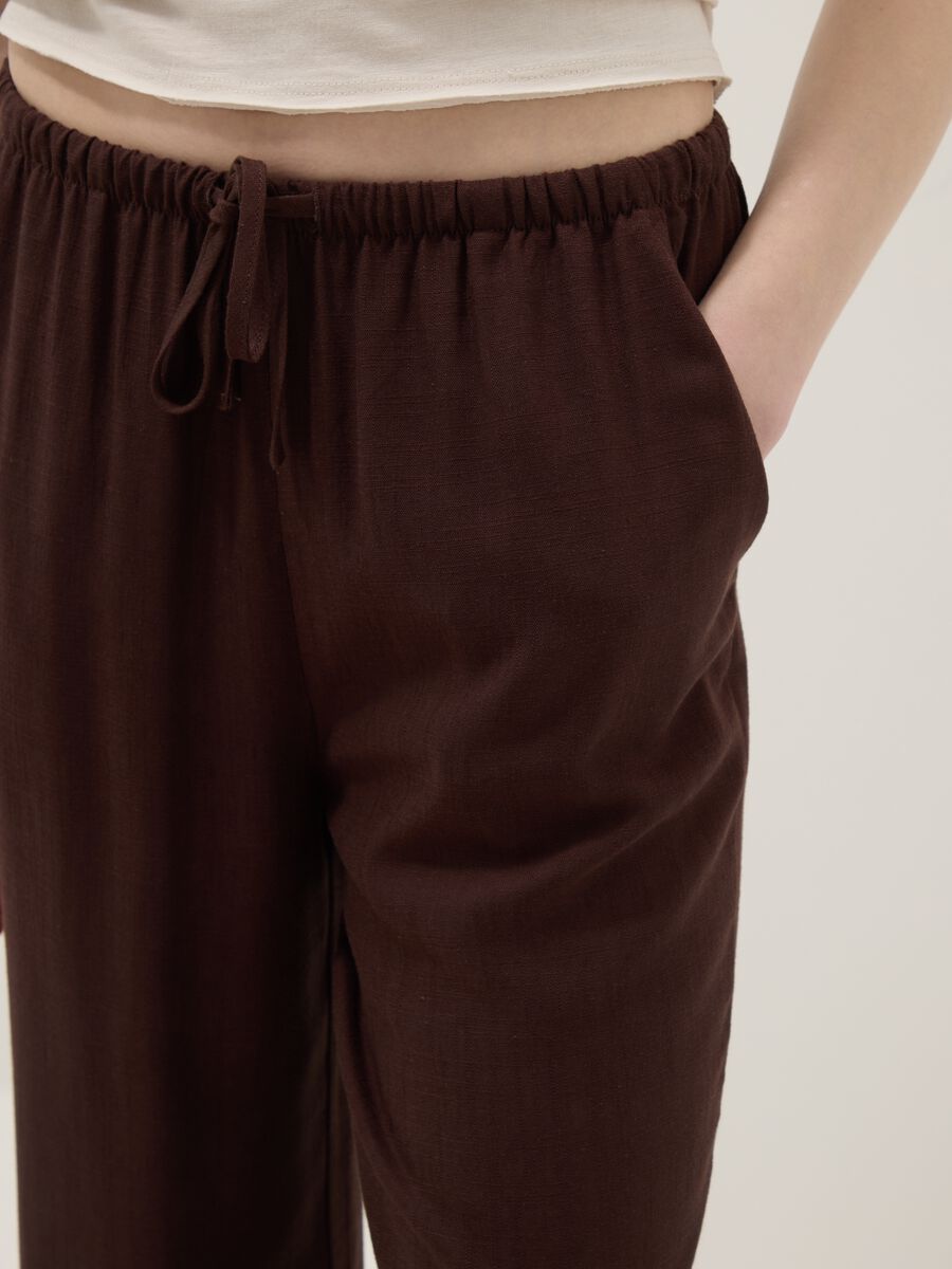 Brown viscose and linen blend joggers &ndash; relaxed fit_4