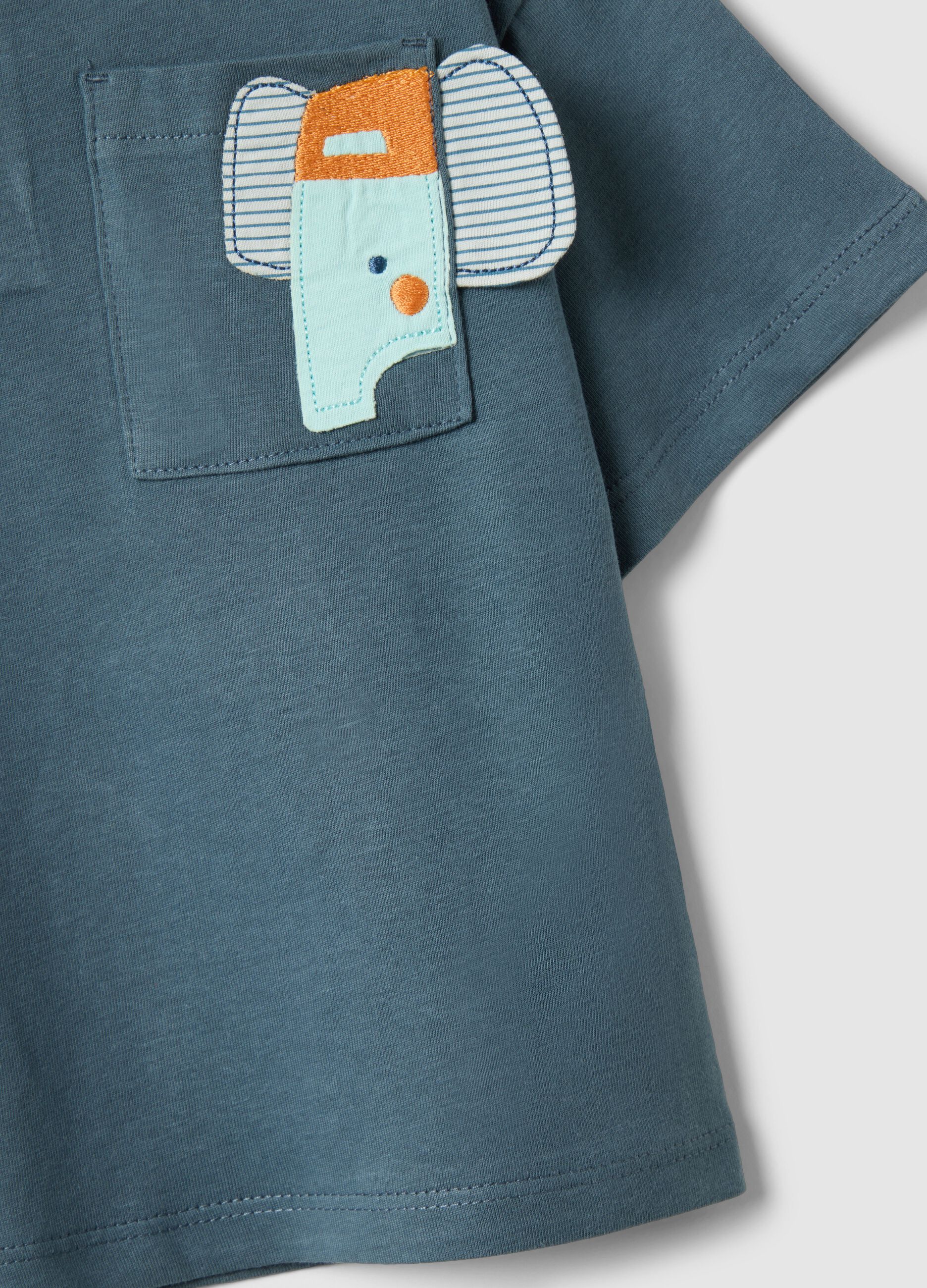 Blue pure cotton t-shirt with pocket for child