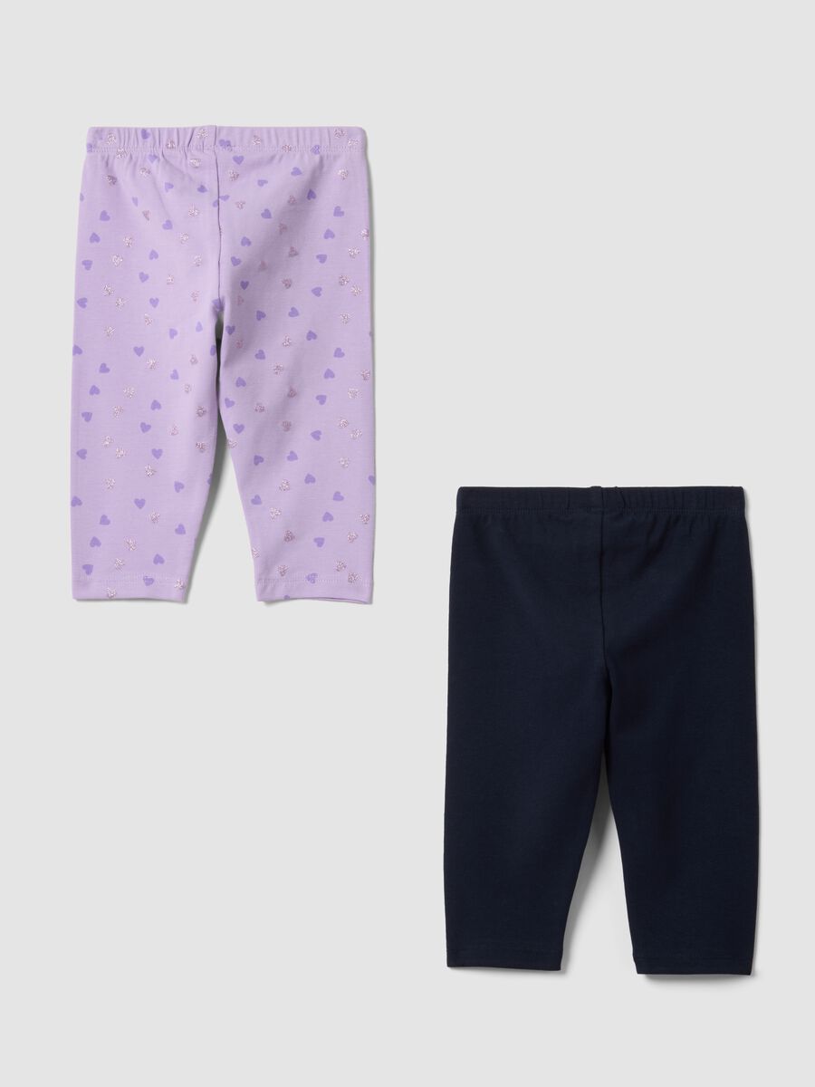 Bipack leggings in cotone elasticizzato multicolor per bimba_1