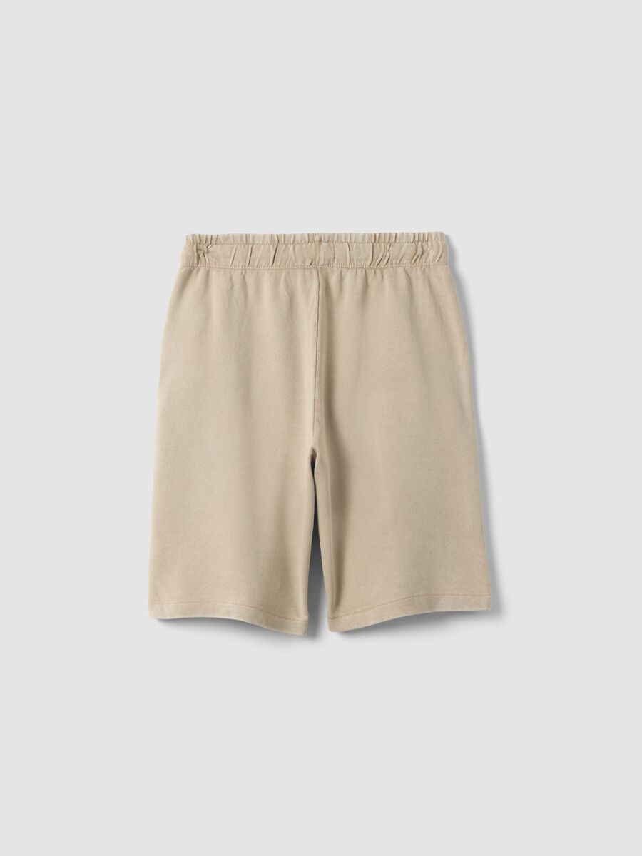 Pantaloni corti in puro cotone beige da ragazzo comfort fit_4