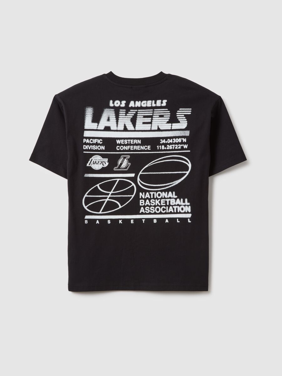 T-shirt in puro cotone nero da bambino regular fit con logo Lakers_4