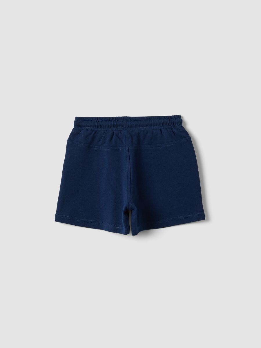 Pantaloncini in puro cotone blu da bimbo regular fit_1