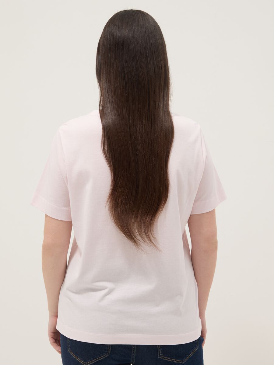 Pink short-sleeve pure cotton regular-fit printed T-shirt_3