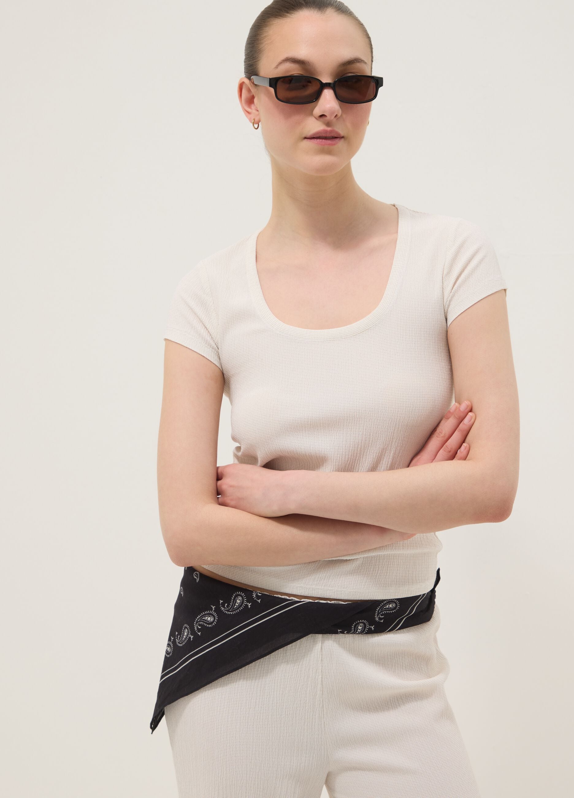 White short-sleeved stretch T-shirt