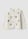 White openwork knit crew-neck cardigan_0