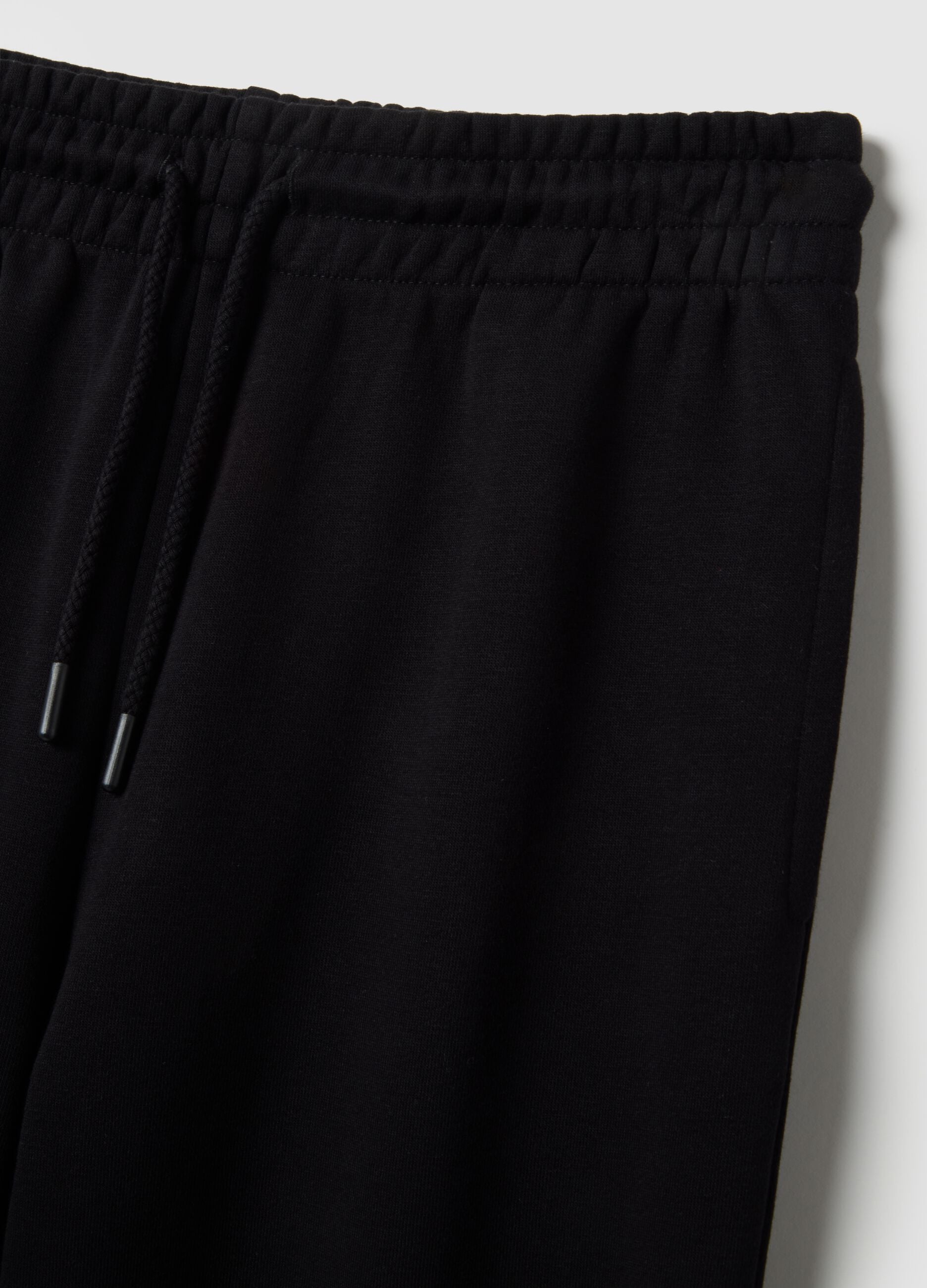 Black cotton blend jogger trousers regular fit