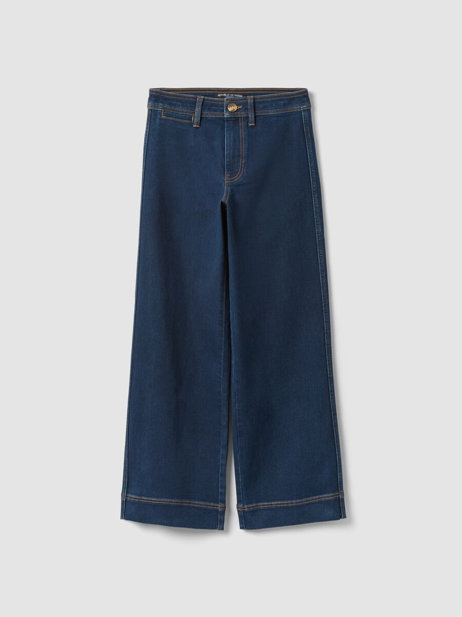 Blue wide-leg jeans in stretch cotton_4