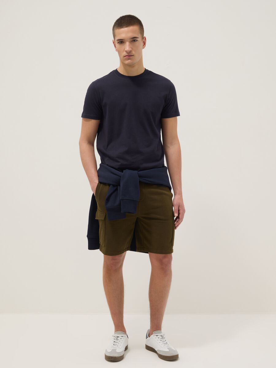 Blue pure cotton short-sleeve T-shirt_2