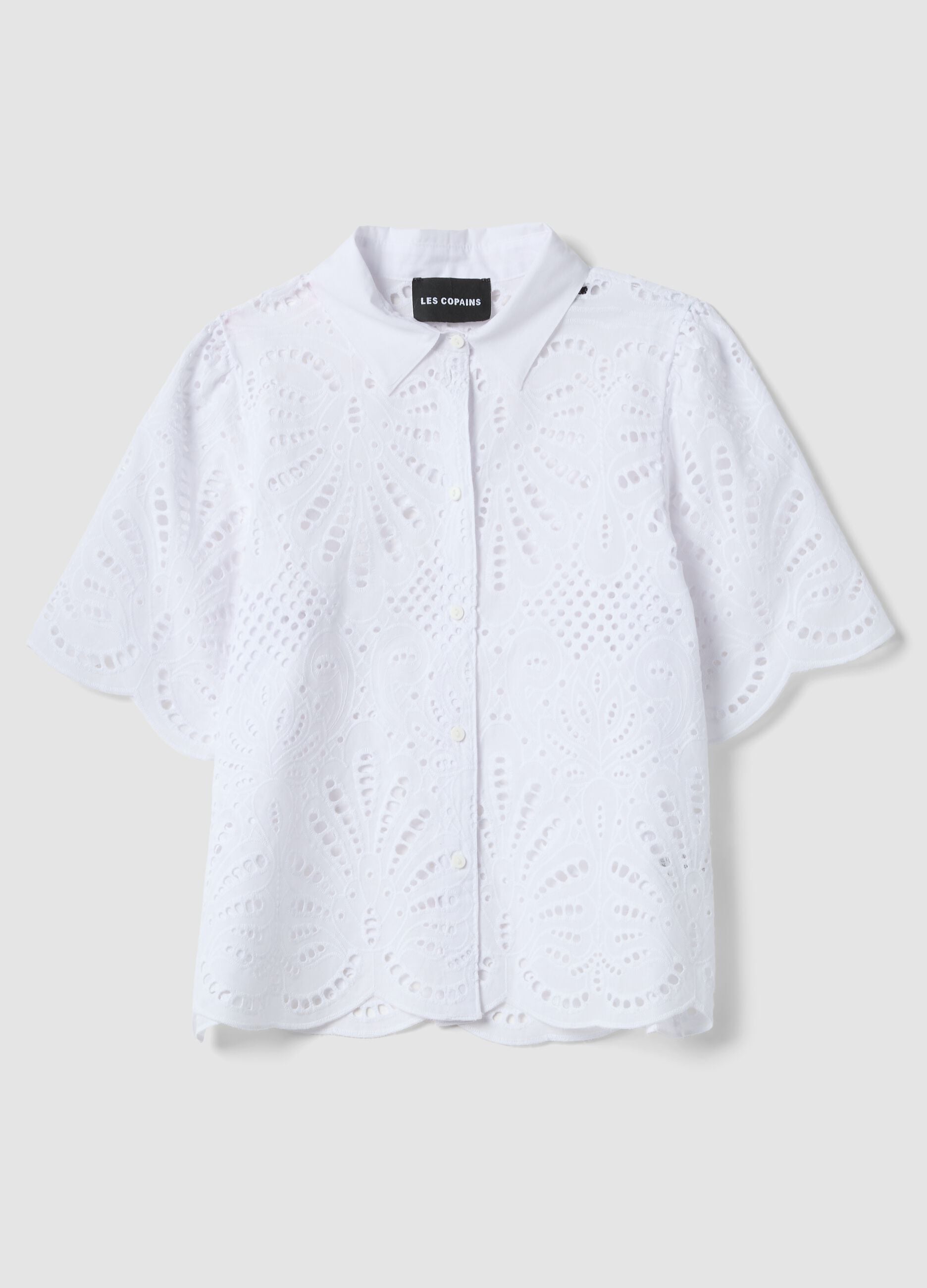 White pure cotton broderie anglaise shirt