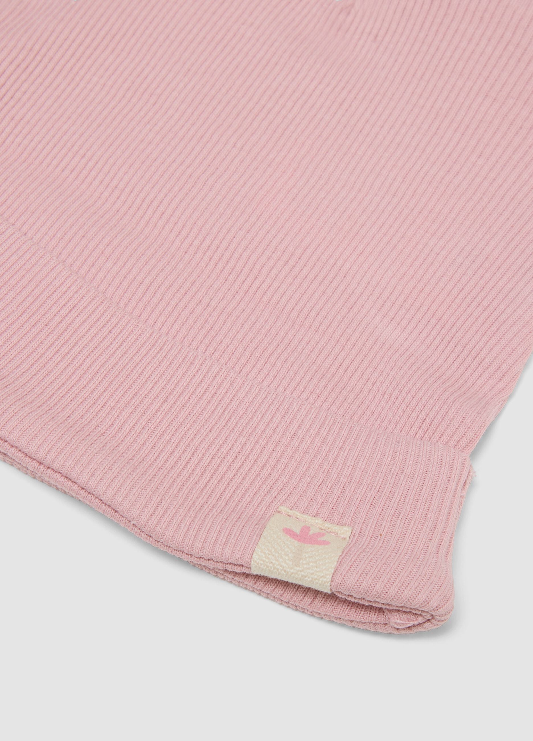 Pink baby hat in pure cotton with ears