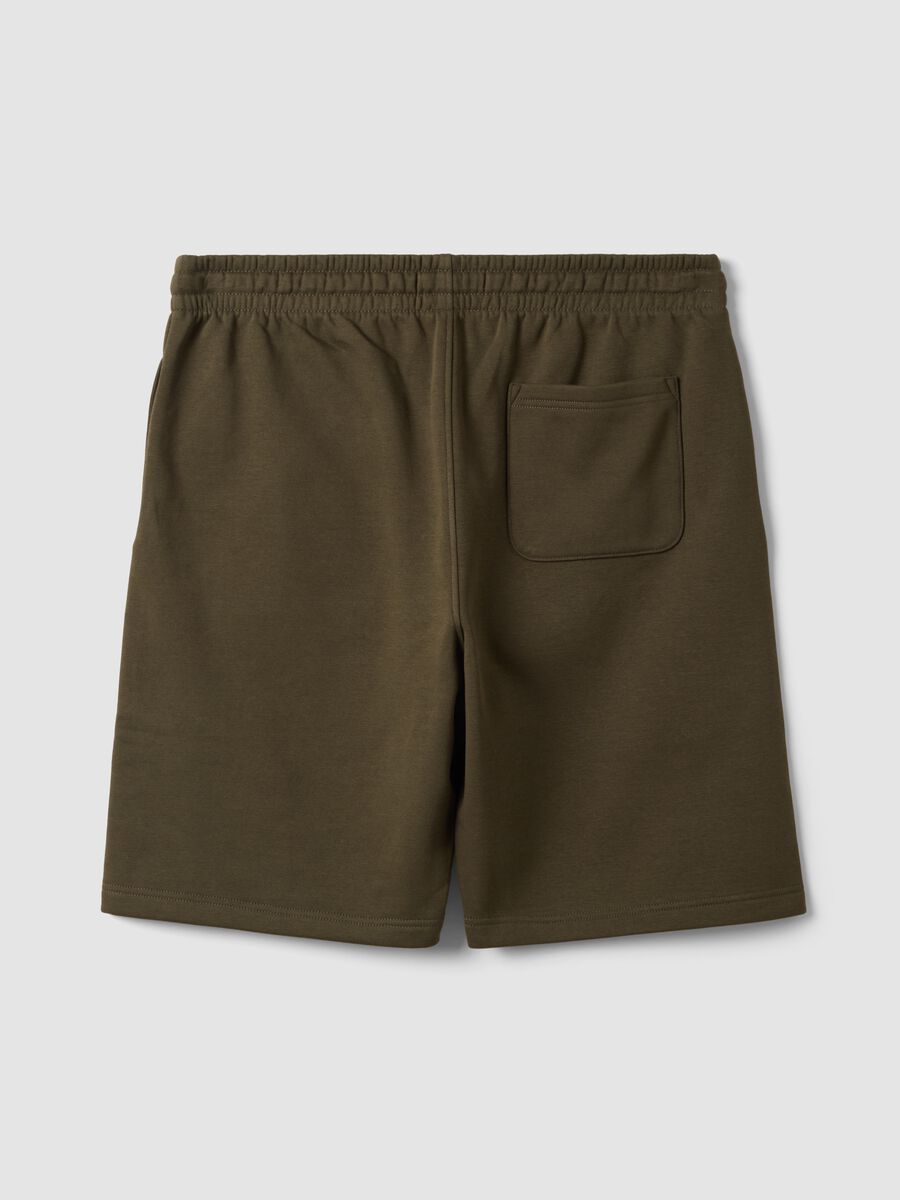 Shorts verdi in misto cotone con vita elasticizzata regular fit_1