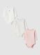 3-pack of pink and white organic cotton crew-neck bodysuits_0