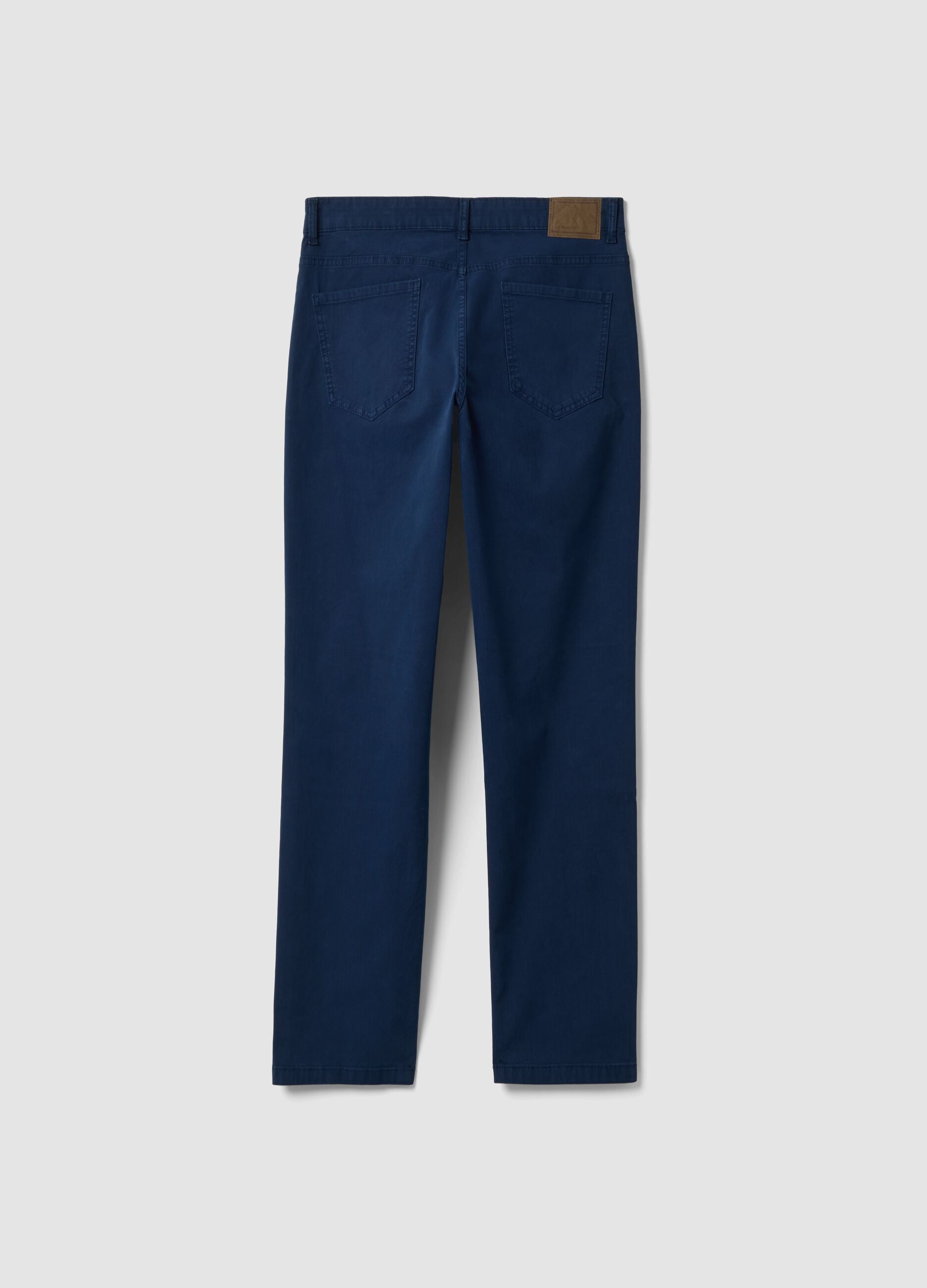 Blue regular-fit stretch cotton twill trousers