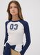Blue stretch cotton T-shirt with contrast sleeves for girls_0