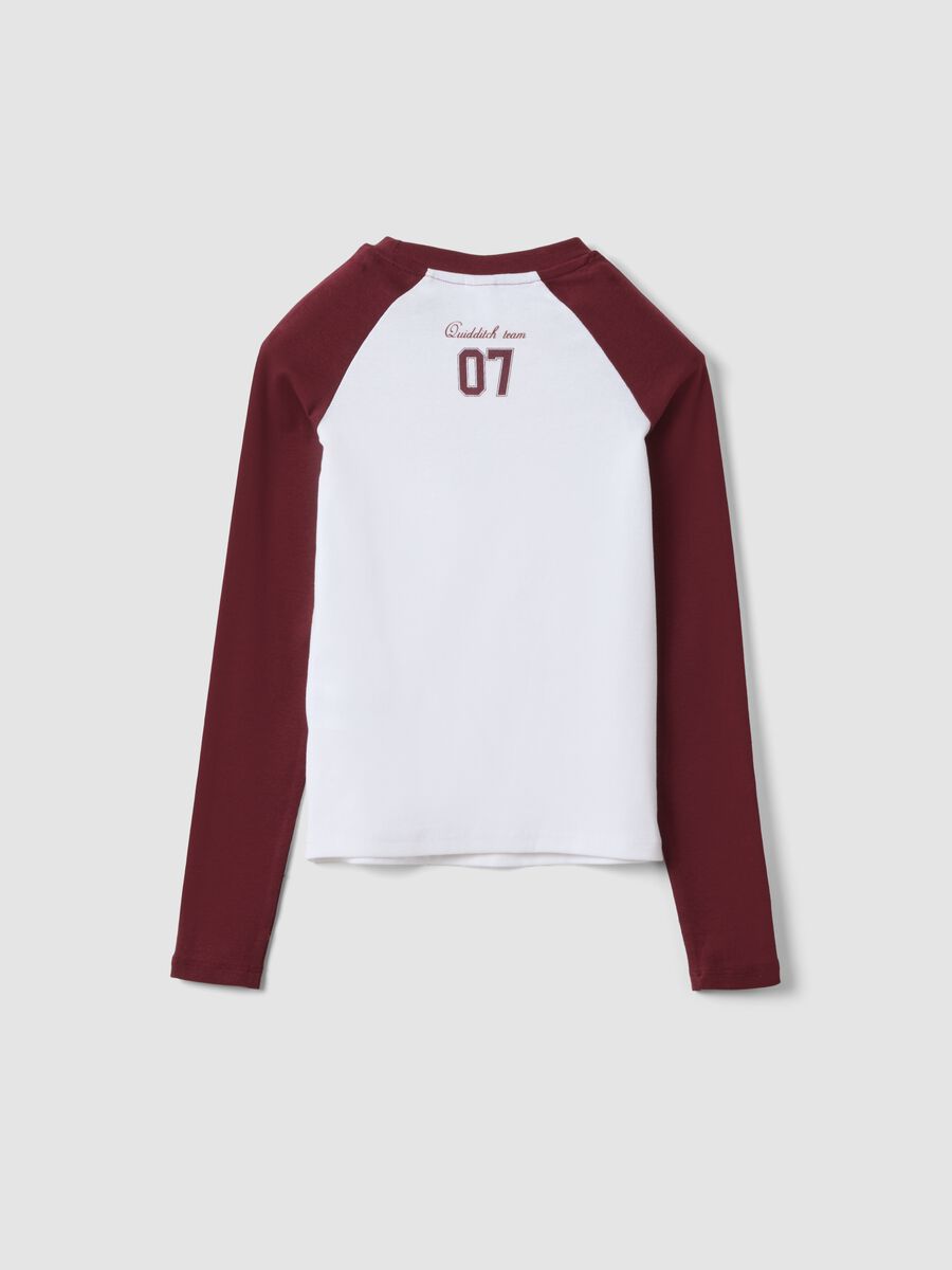 White stretch cotton girls&rsquo; T-shirt with Hogwarts crest_5