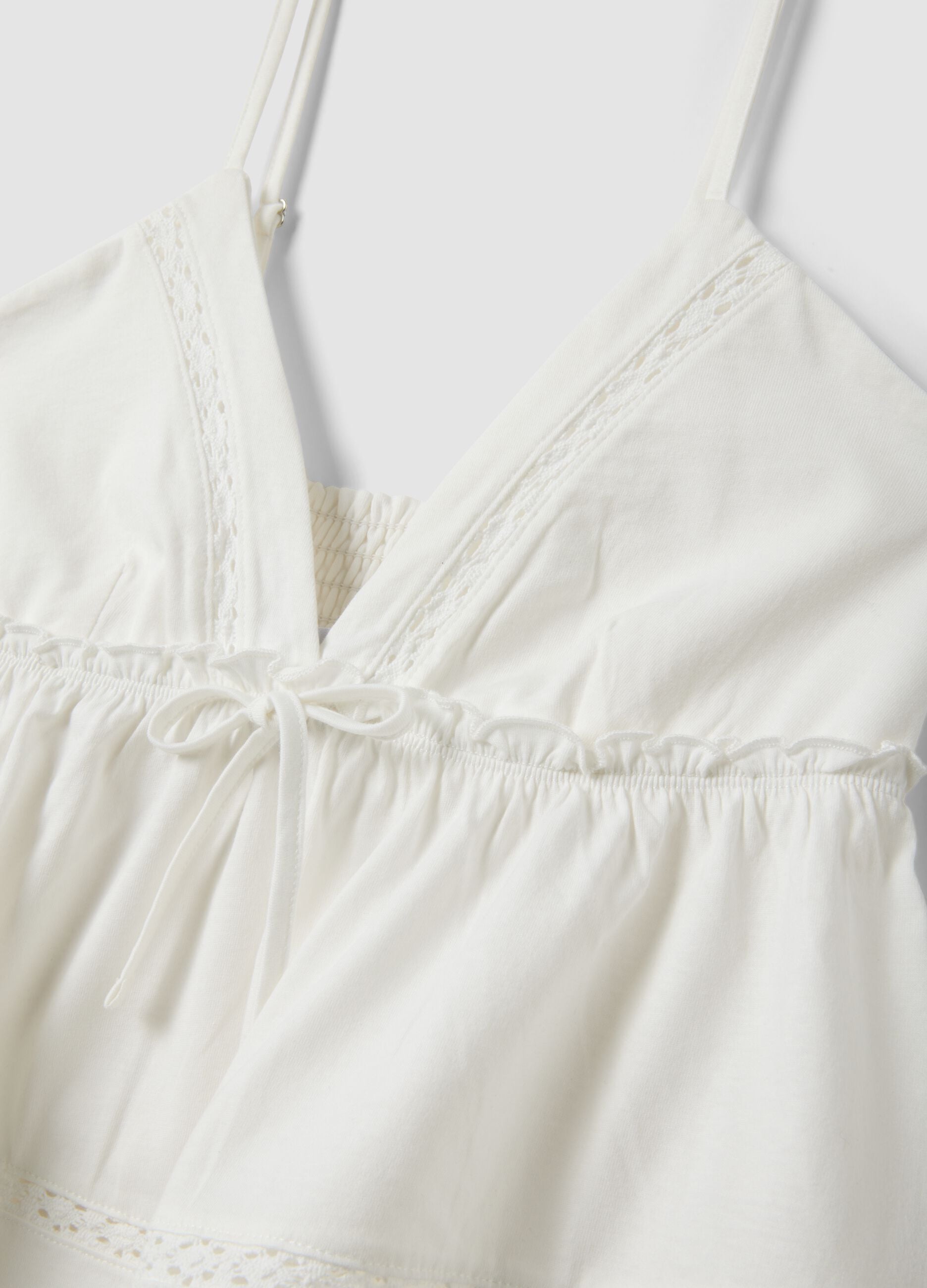 White pure cotton camisole with thin straps